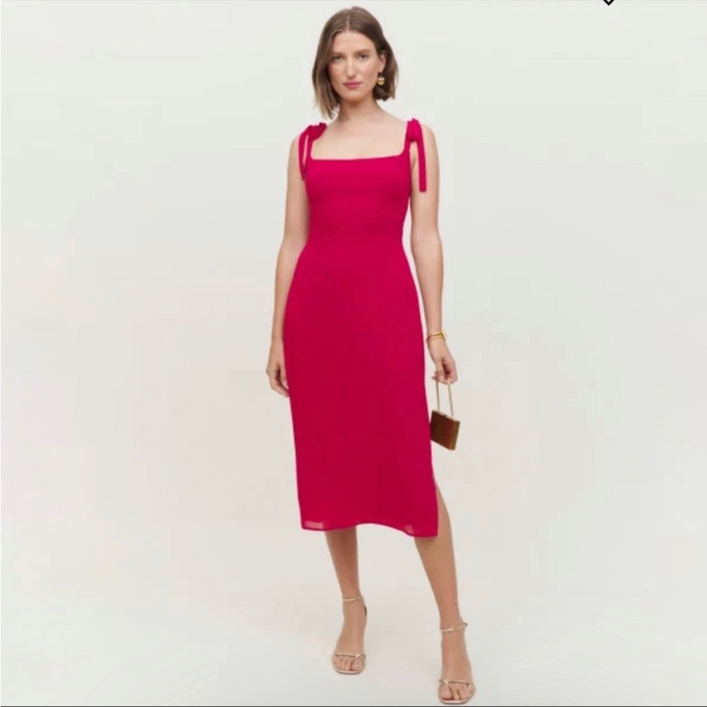 Reformation Bess dress in rhubarb
